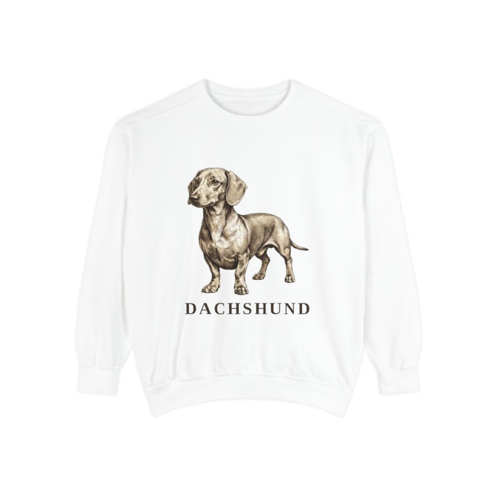 Dachshund Sweatshirt, White, front view
