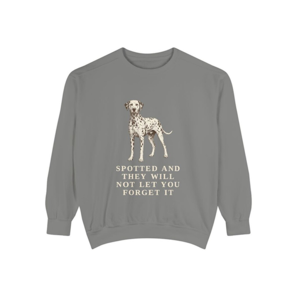 dalmatian-sweatshirt-humor-grey Dalmatian Humor Sweatshirt, Grey, front view