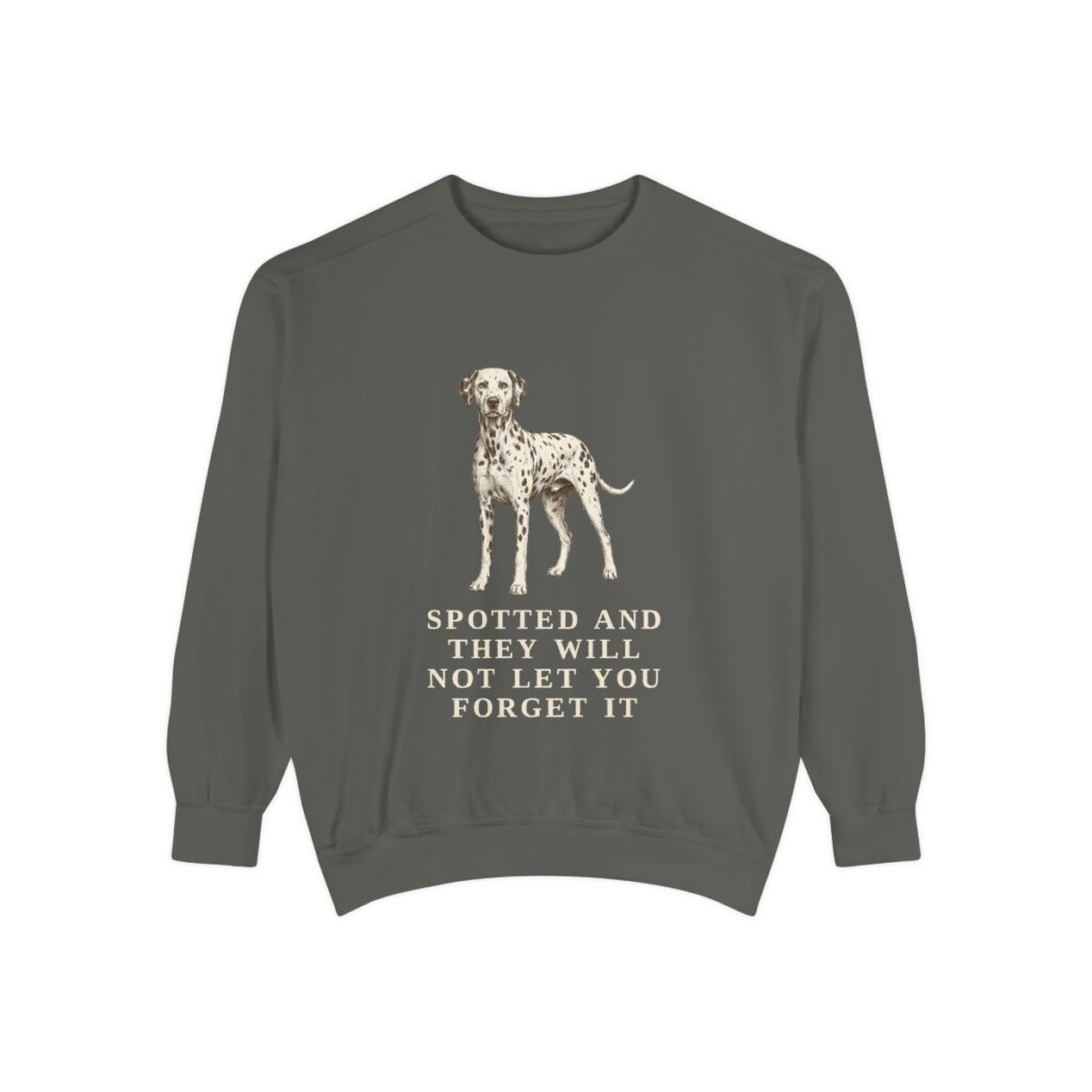 dalmatian-sweatshirt-humor-pepper Dalmatian Humor Sweatshirt, Pepper, front view
