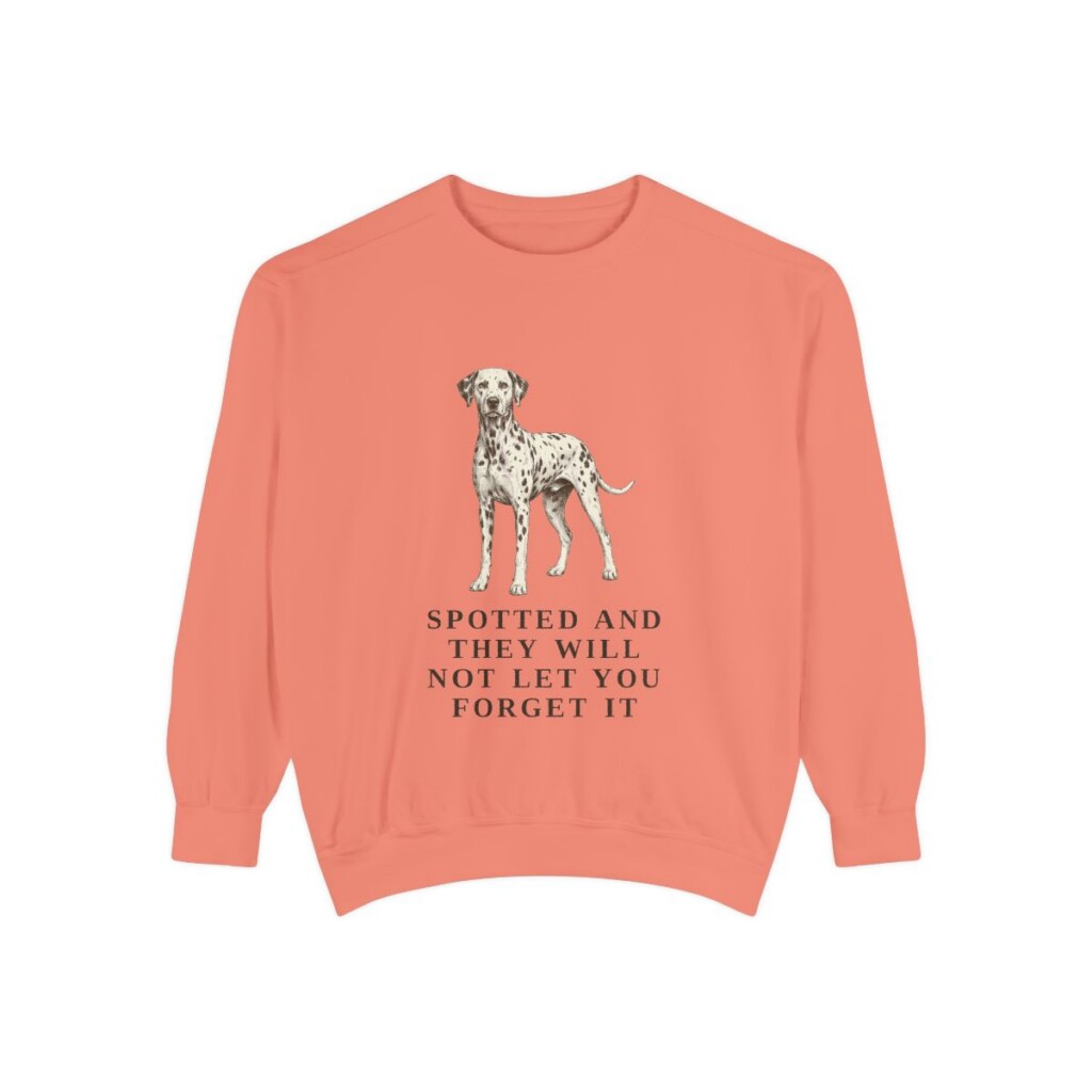 dalmatian-sweatshirt-humor-terracotta Dalmatian Humor Sweatshirt, Terracotta, front view