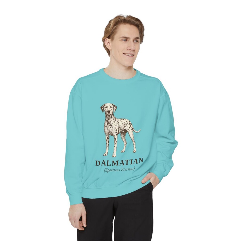 Dalmatian Latin Sweatshirt, Chalky Mint, person 1 front