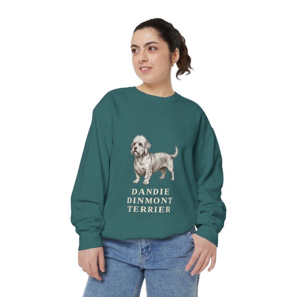 Dandie Dinmont Terrier Sweatshirt, Blue Spruce, person 2 front