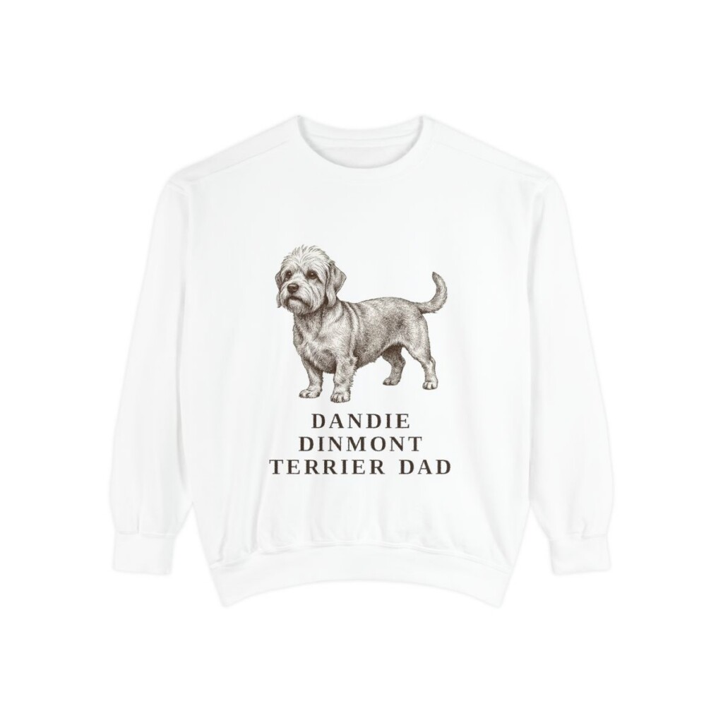 Dandie Dinmont Terrier Dad Sweatshirt, White, front view