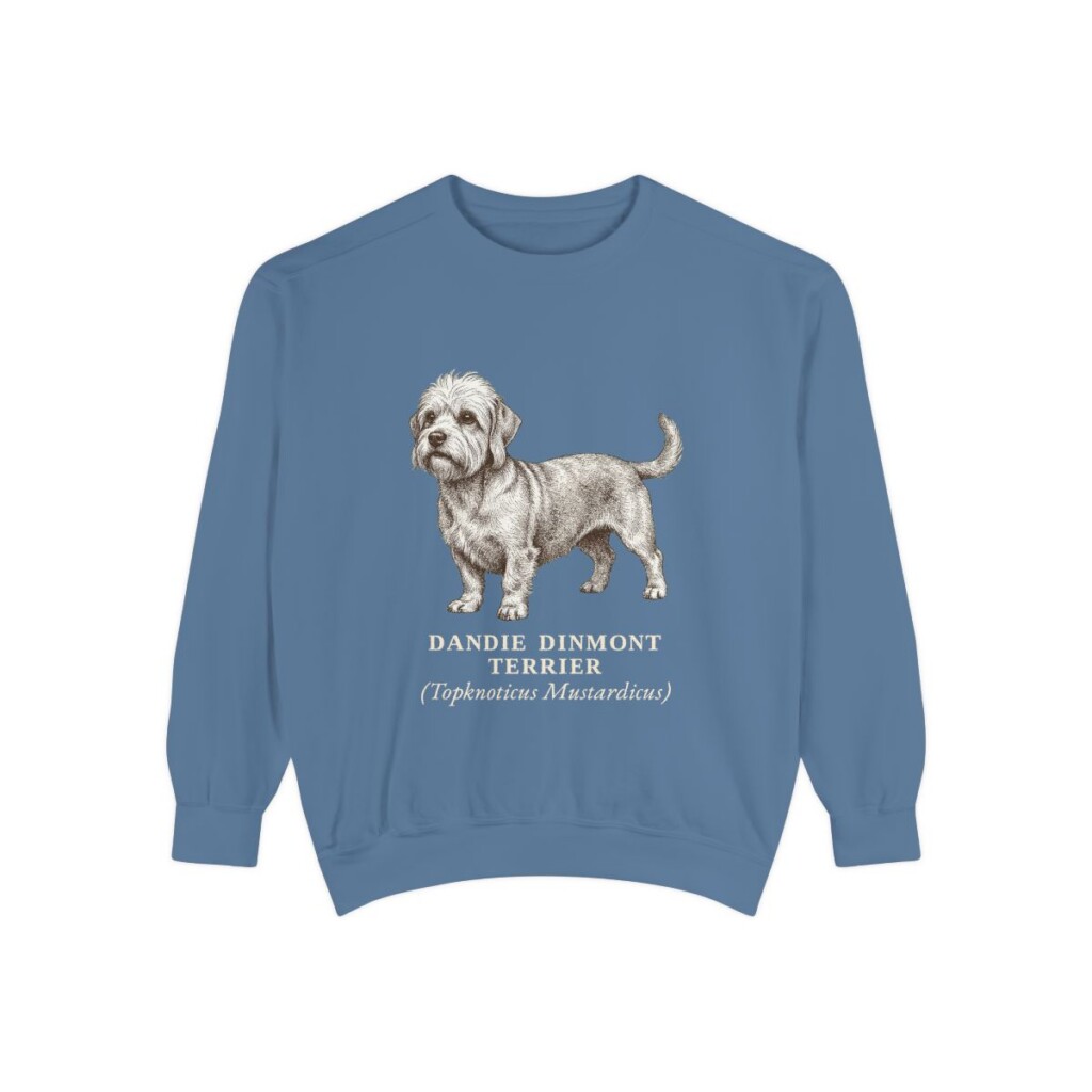 Dandie Dinmont Terrier Latin Sweatshirt, Blue Jean, front view