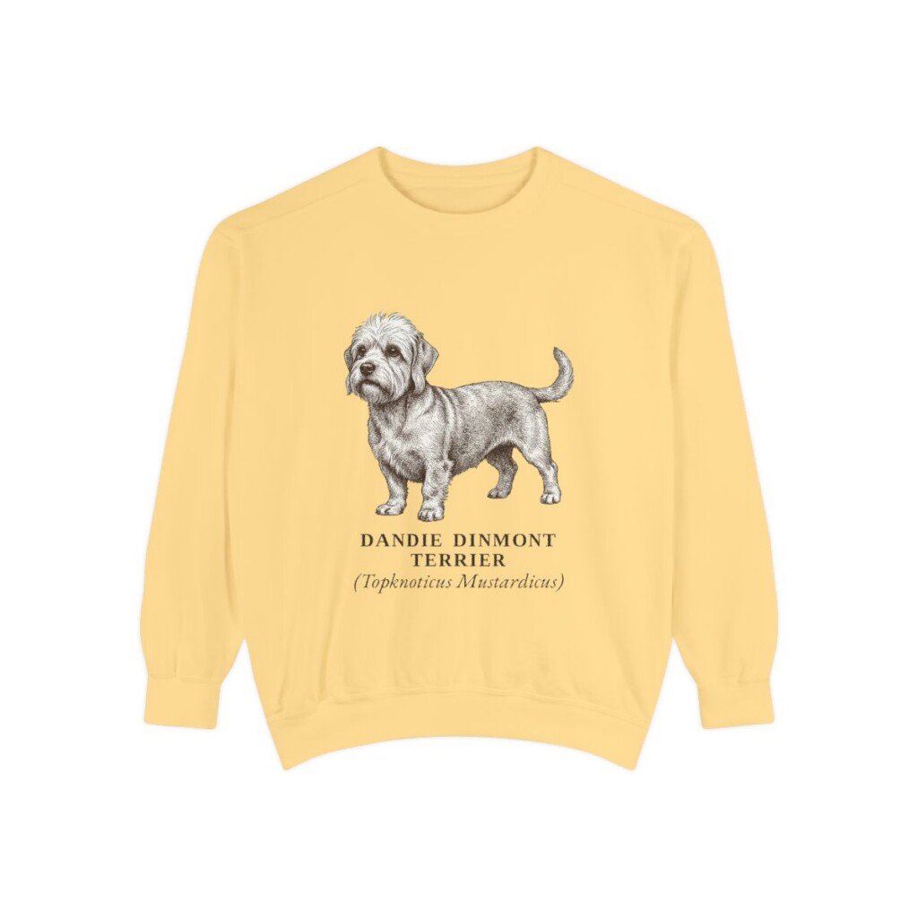 Dandie Dinmont Terrier Latin Sweatshirt, Butter, front view