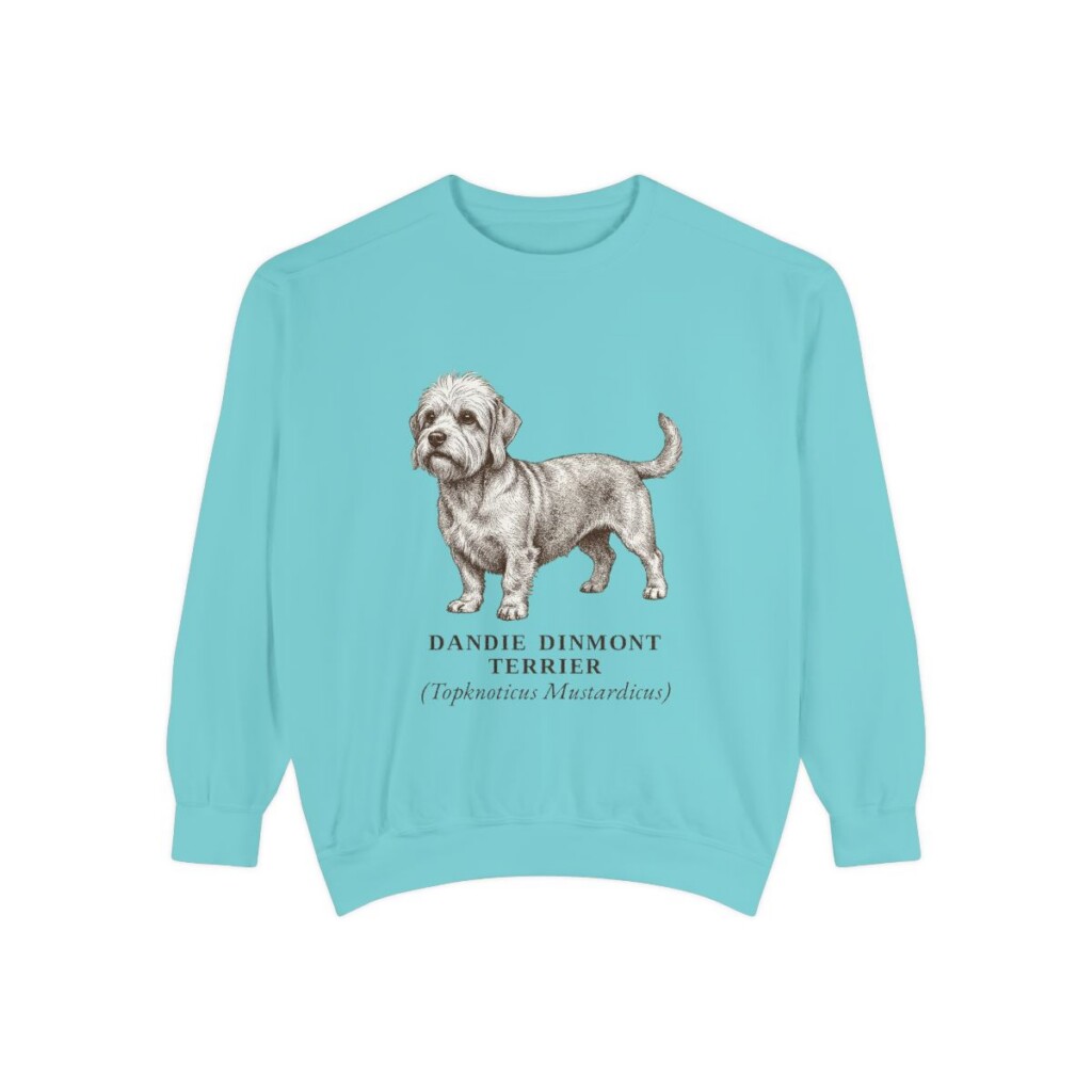 Dandie Dinmont Terrier Latin Sweatshirt, Chalky Mint, front view