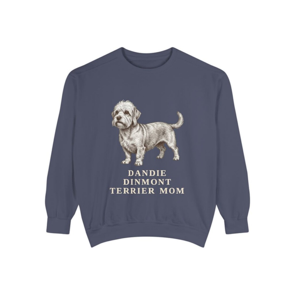 Dandie Dinmont Terrier Mom Sweatshirt, Denim, front view