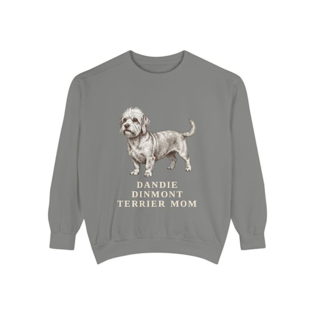 Dandie Dinmont Terrier Mom Sweatshirt, Grey, front view