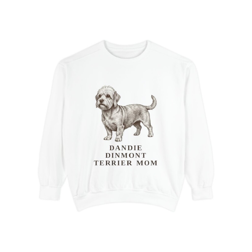 Dandie Dinmont Terrier Mom Sweatshirt, White, front view