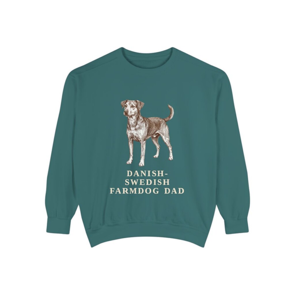 Danish-Swedish Farmdog Dad Sweatshirt, Blue Spruce, front view