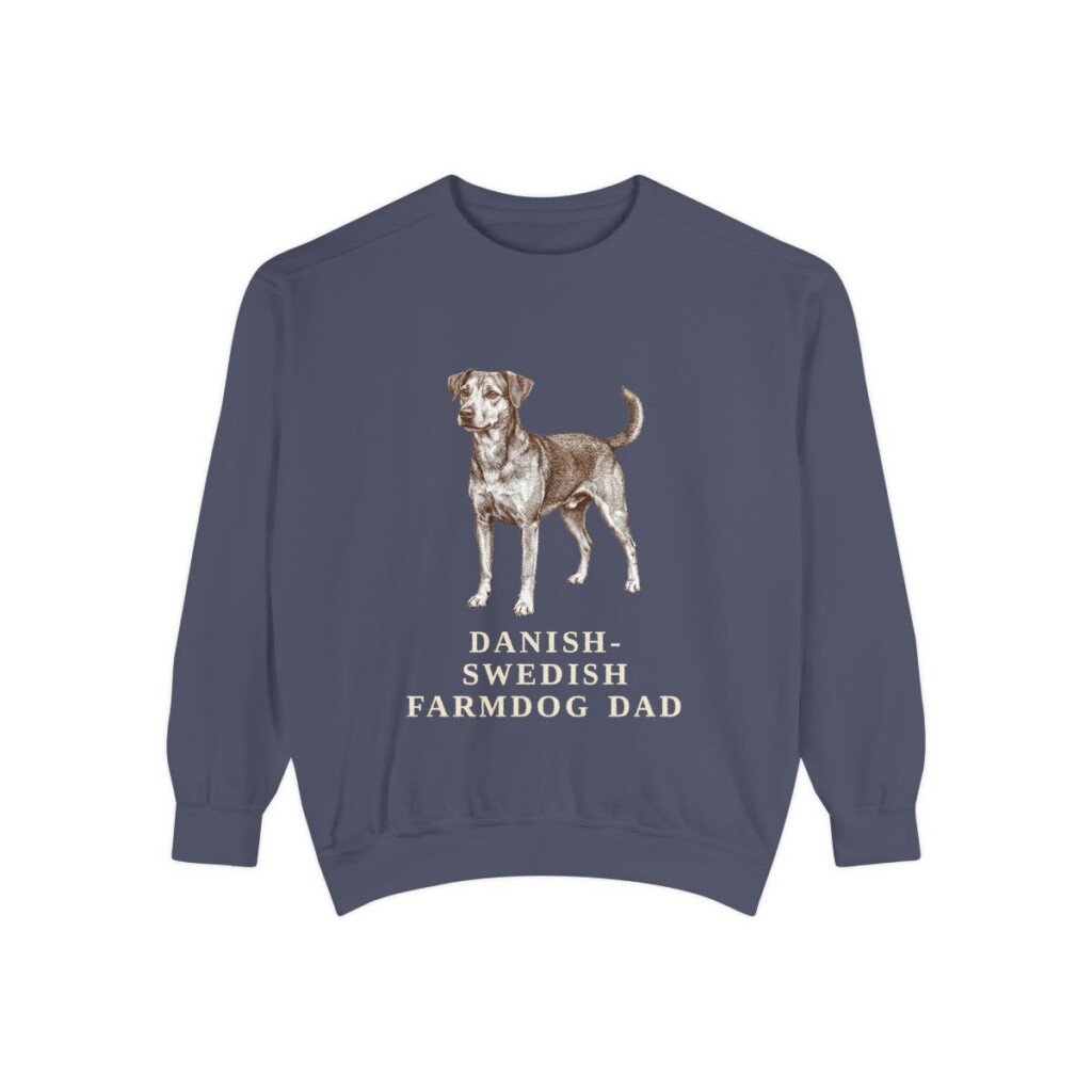 Danish-Swedish Farmdog Dad Sweatshirt, Denim, front view