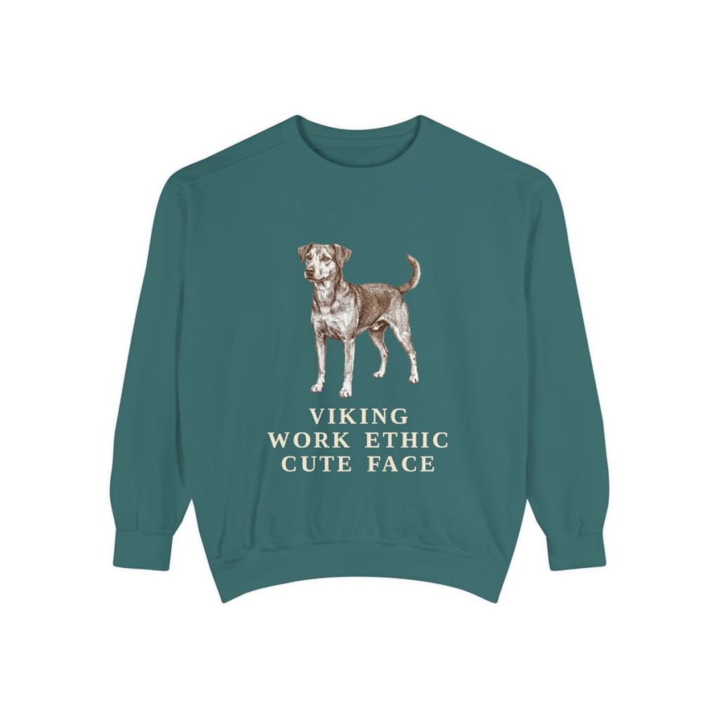 Danish-Swedish Farmdog Humor Sweatshirt, Blue Spruce, front view