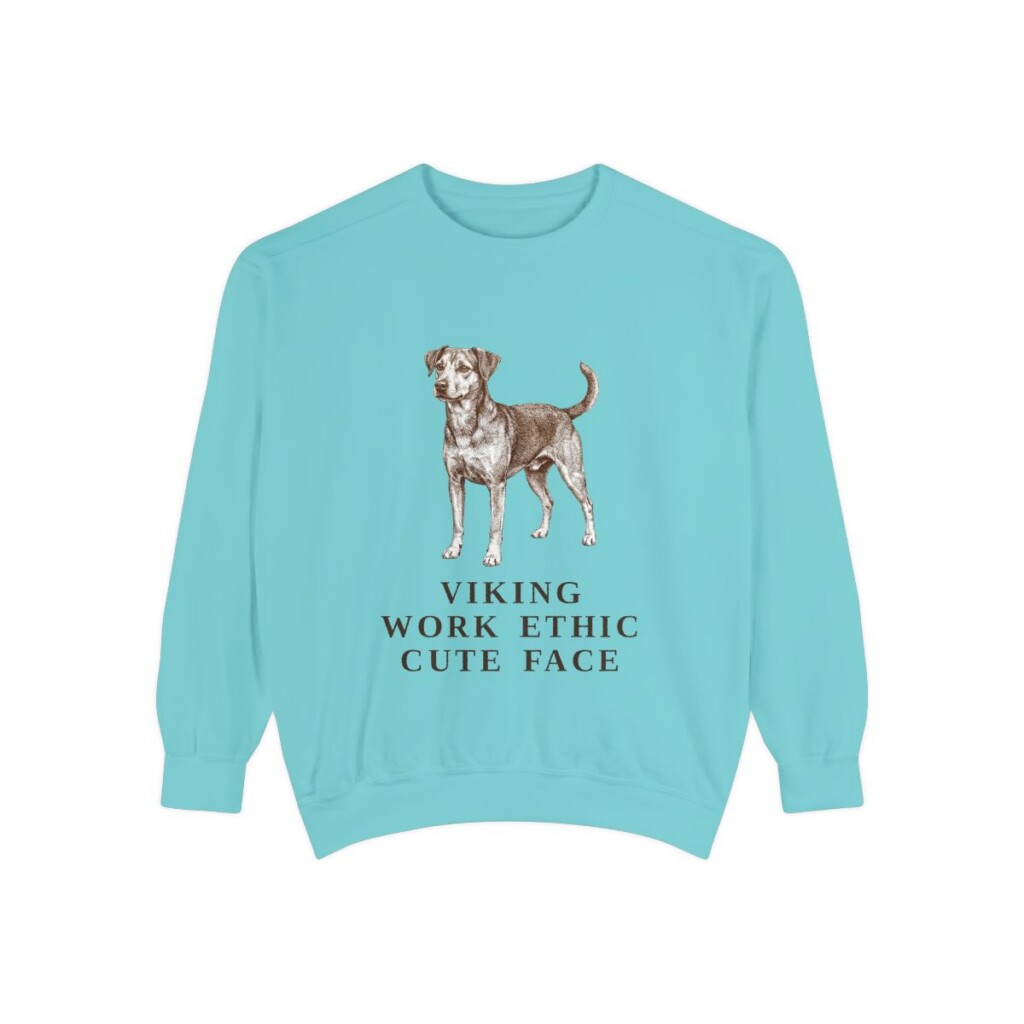Danish-Swedish Farmdog Humor Sweatshirt, Chalky Mint, front view