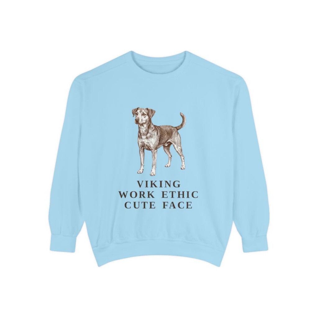 Danish-Swedish Farmdog Humor Sweatshirt, Chambray, front view