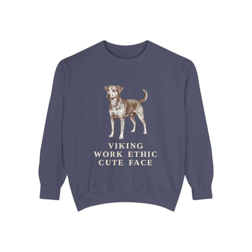 Danish-Swedish Farmdog Humor Sweatshirt, Denim, front view
