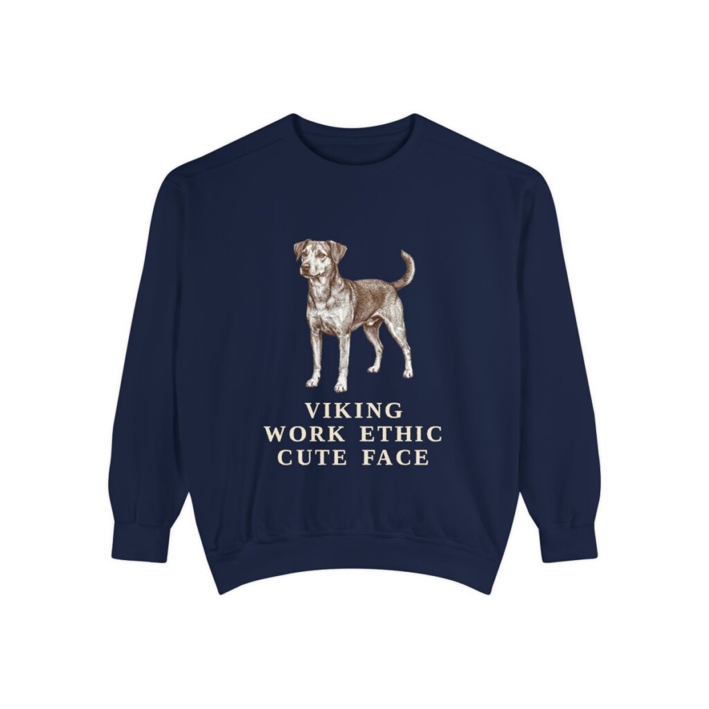 Danish-Swedish Farmdog Humor Sweatshirt, True Navy, front view