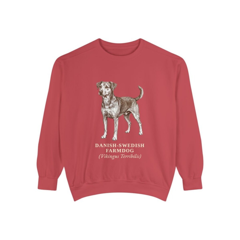 danish-swedish-farmdog-sweatshirt-latin-crimson Danish-Swedish Farmdog Latin Sweatshirt, Crimson, front view