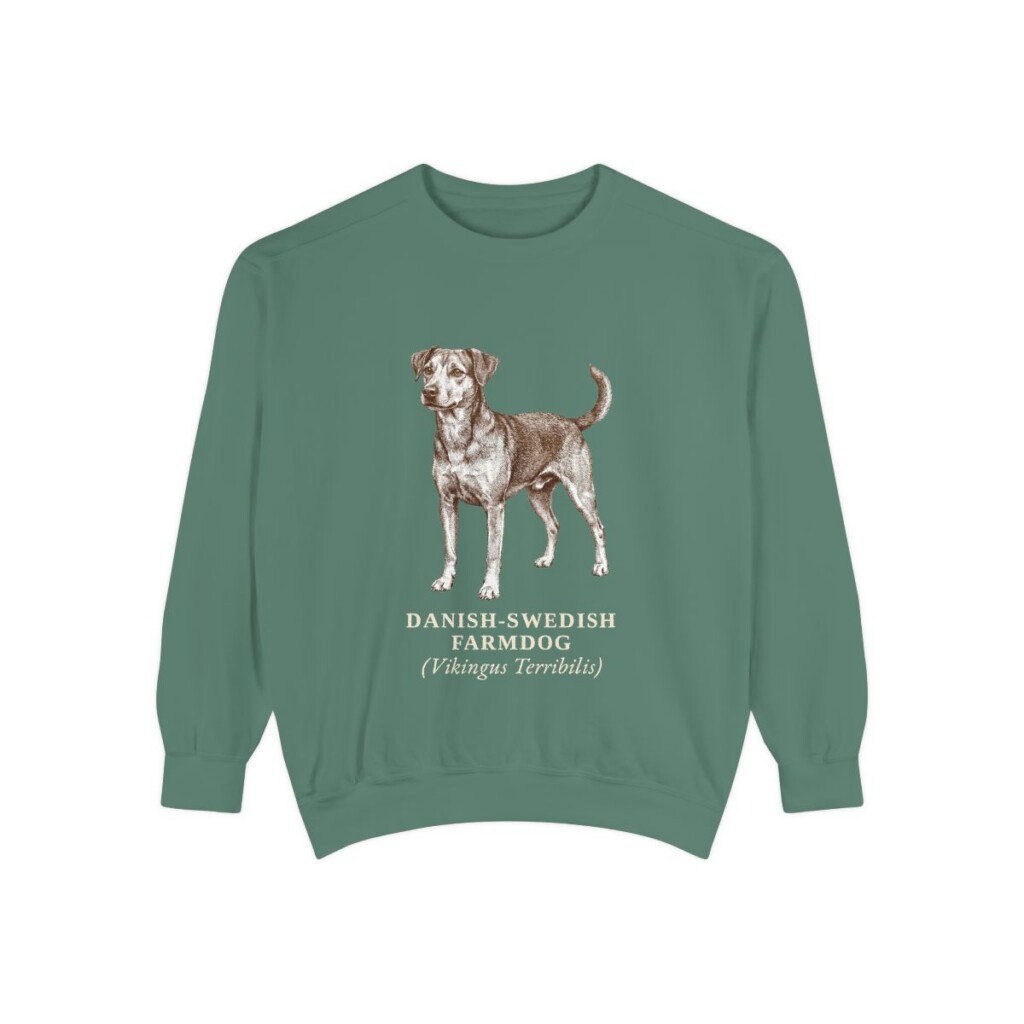 danish-swedish-farmdog-sweatshirt-latin-light-green Danish-Swedish Farmdog Latin Sweatshirt, Light Green, front view