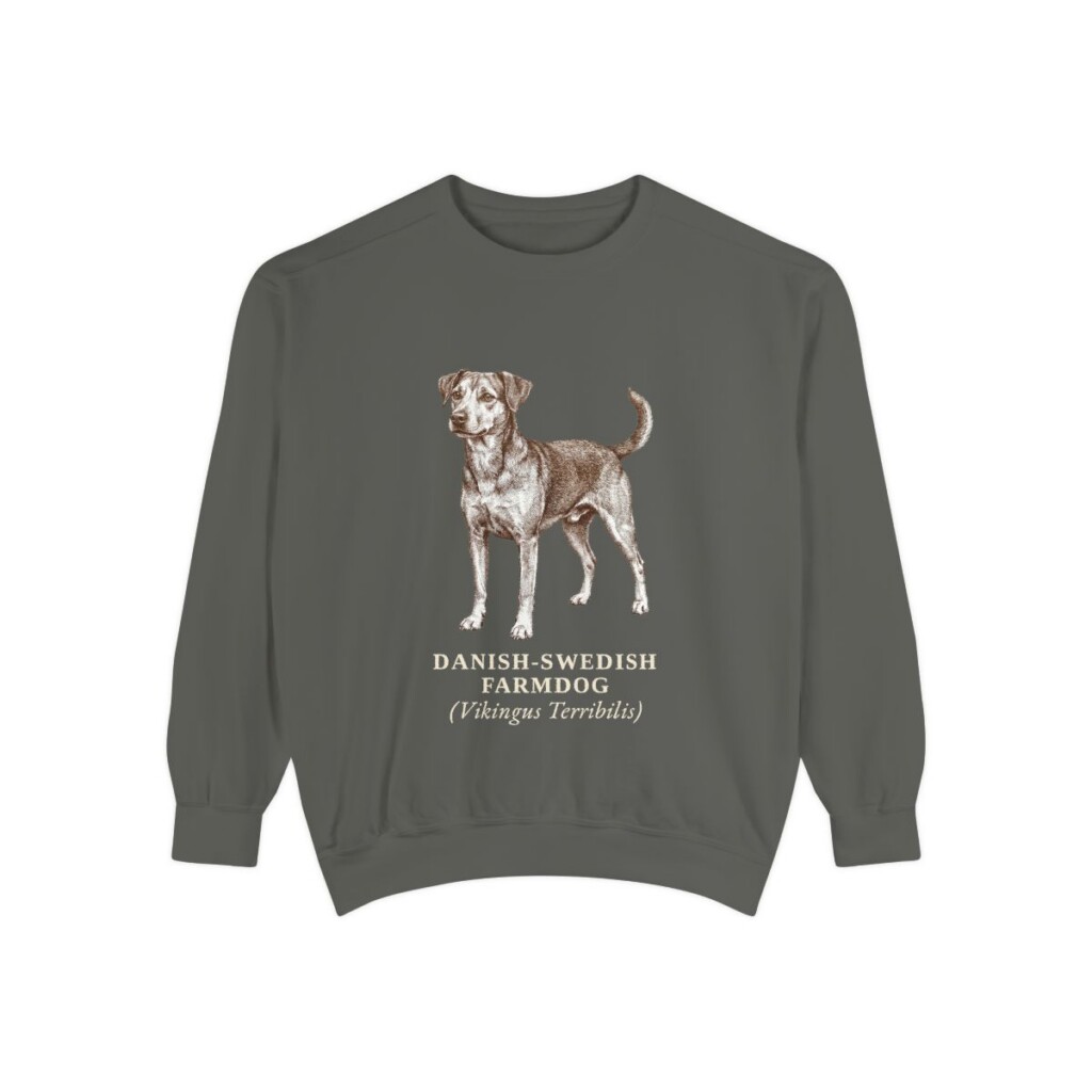 danish-swedish-farmdog-sweatshirt-latin-pepper Danish-Swedish Farmdog Latin Sweatshirt, Pepper, front view