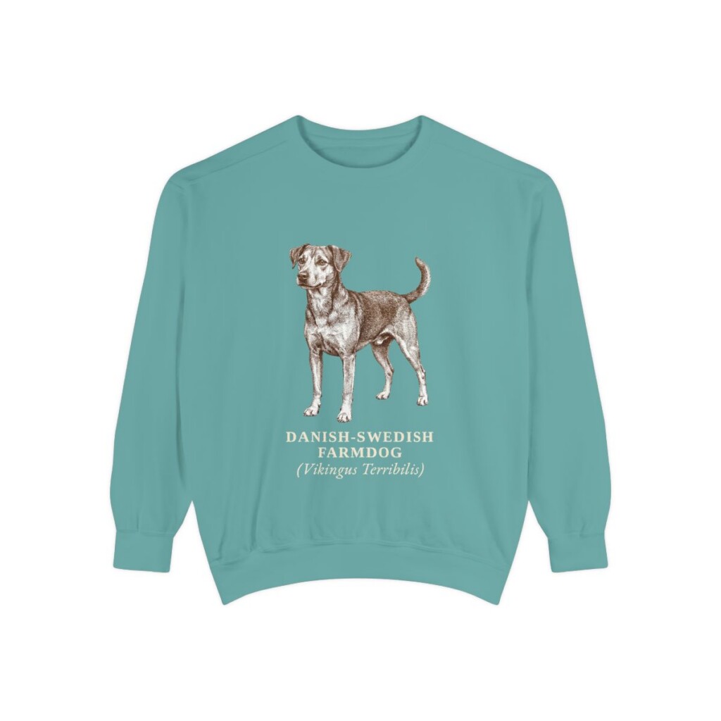 danish-swedish-farmdog-sweatshirt-latin-seafoam Danish-Swedish Farmdog Latin Sweatshirt, Seafoam, front view