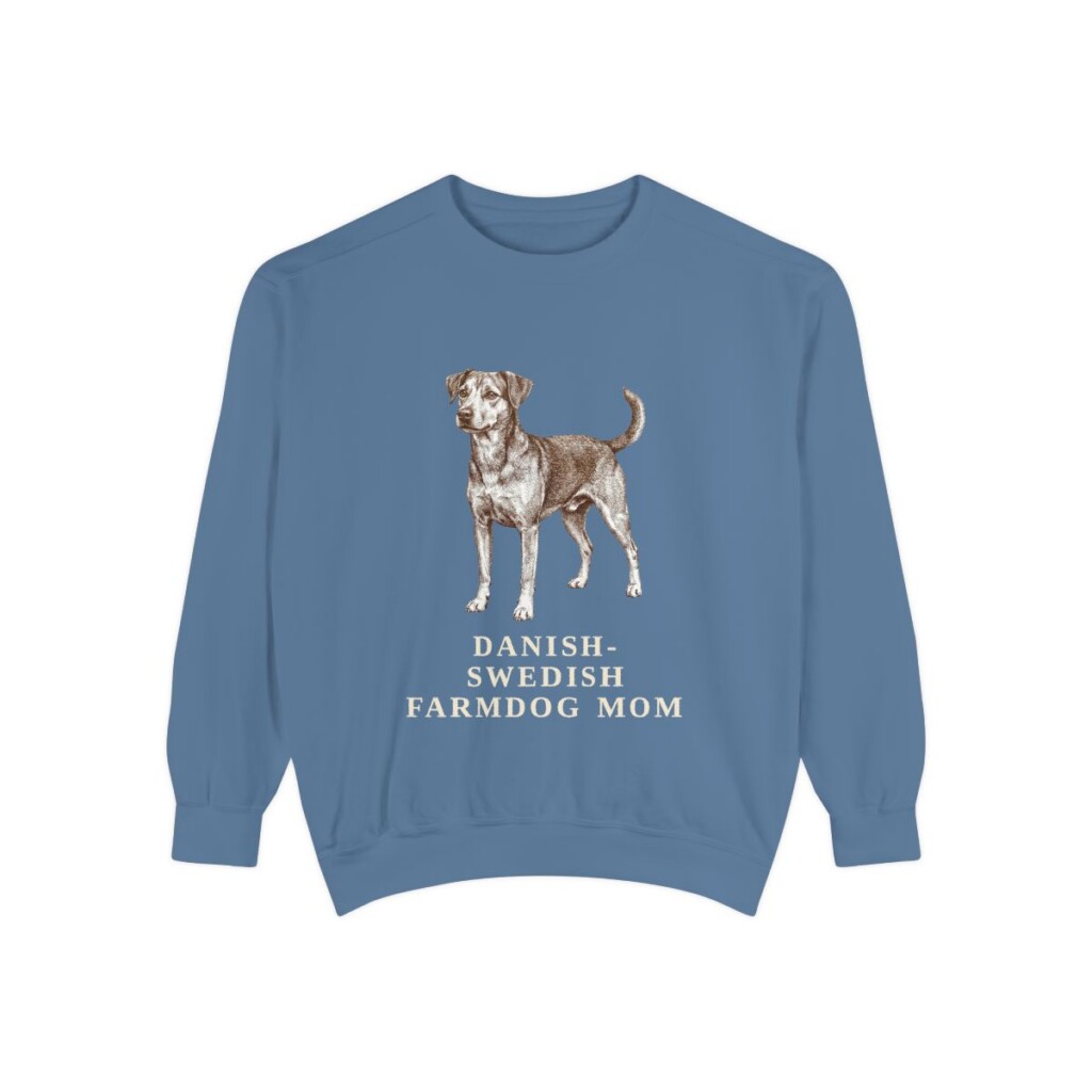 danish-swedish-farmdog-sweatshirt-mom-blue-jean-1 Danish-Swedish Farmdog Mom Sweatshirt, Blue Jean, front view
