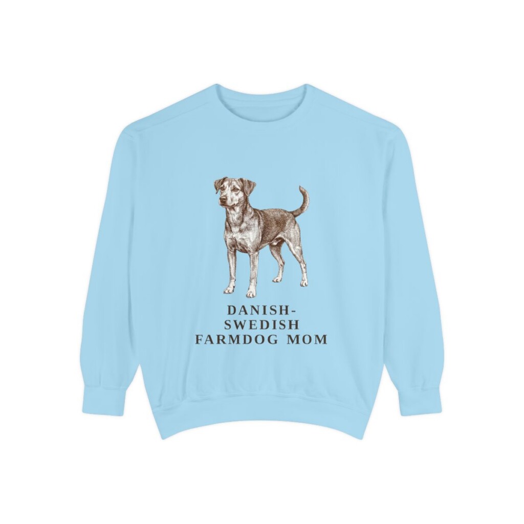 danish-swedish-farmdog-sweatshirt-mom-chambray-1 Danish-Swedish Farmdog Mom Sweatshirt, Chambray, front view