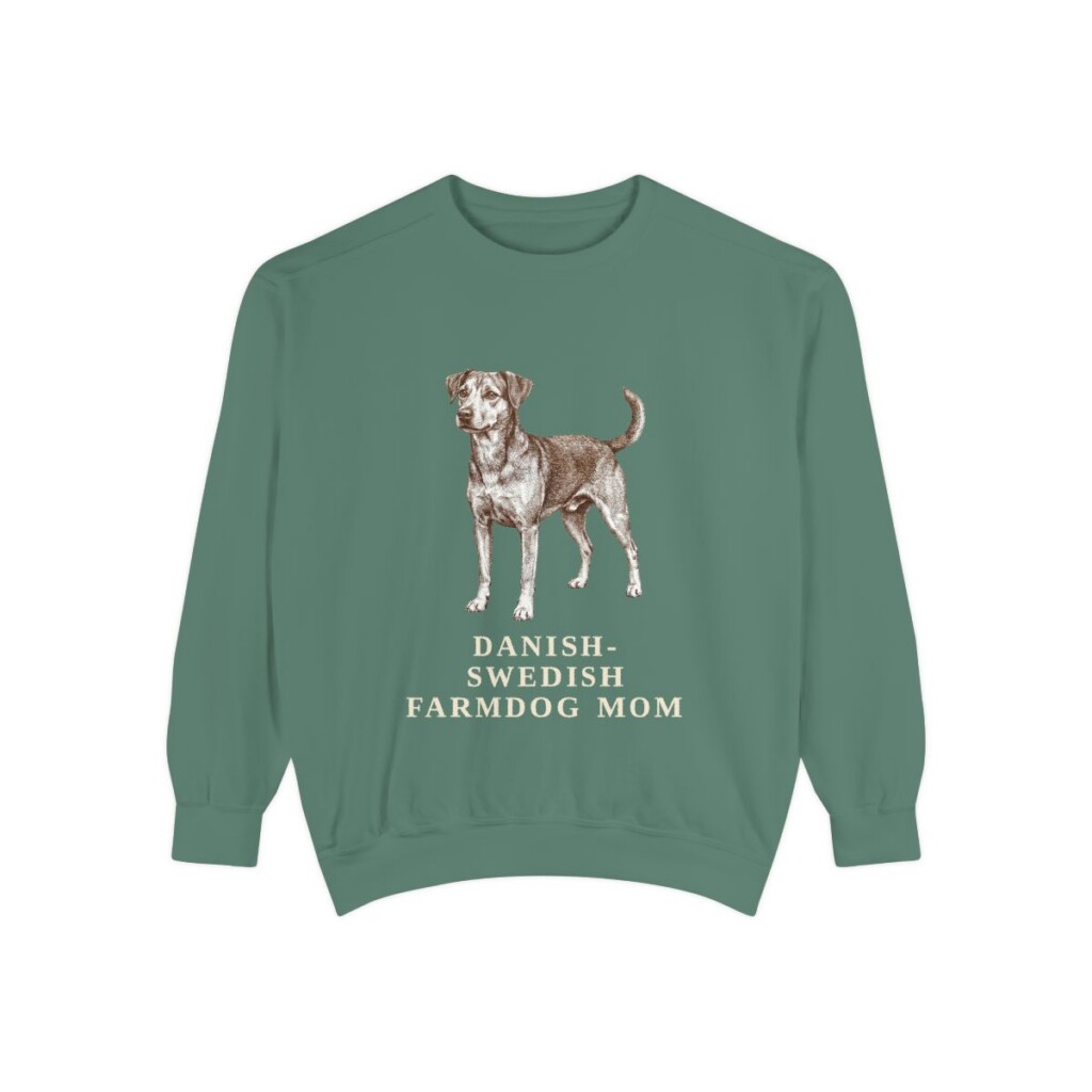 danish-swedish-farmdog-sweatshirt-mom-light-green-1 Danish-Swedish Farmdog Mom Sweatshirt, Light Green, front view