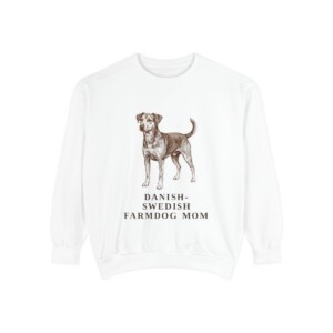 Danish-Swedish Farmdog Mom Sweatshirt, White, front view