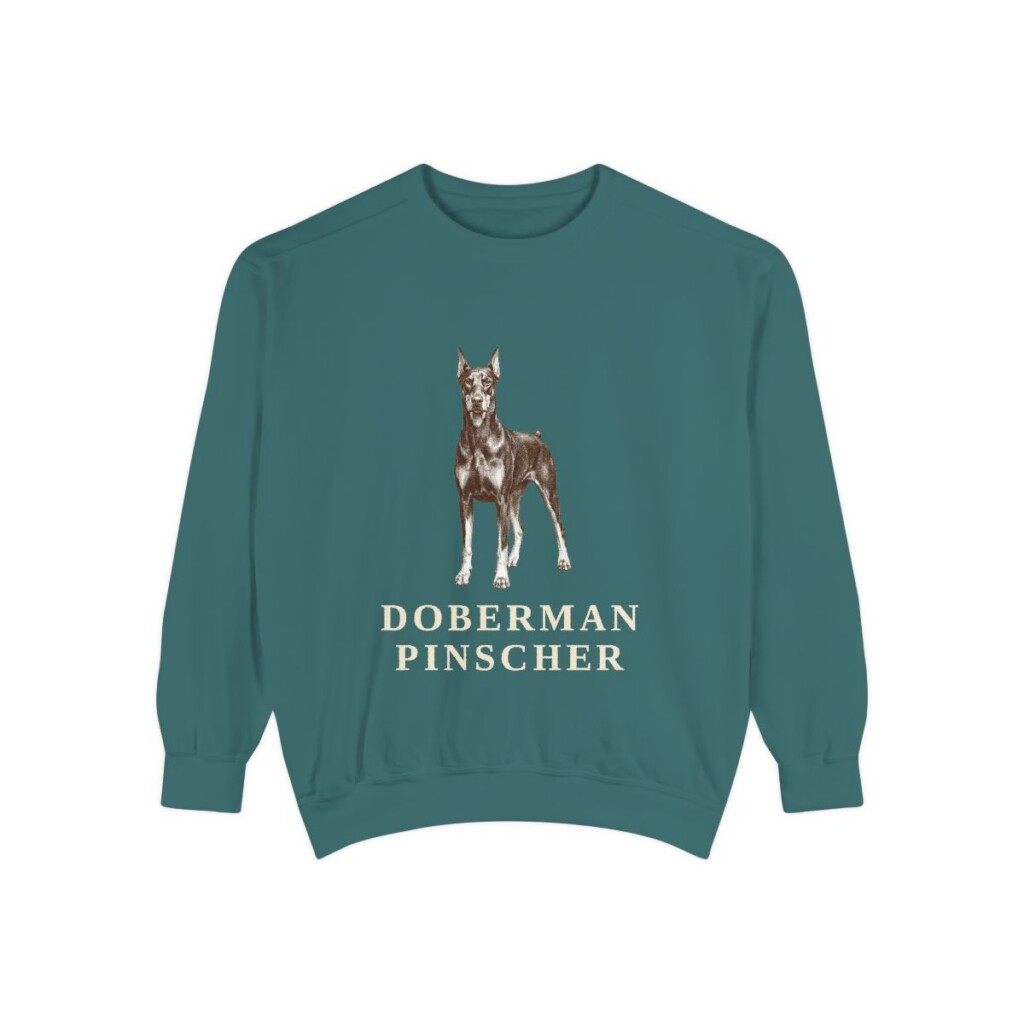 doberman-pinscher-sweatshirt-blue-spruce Doberman Pinscher Sweatshirt, Blue Spruce, front view