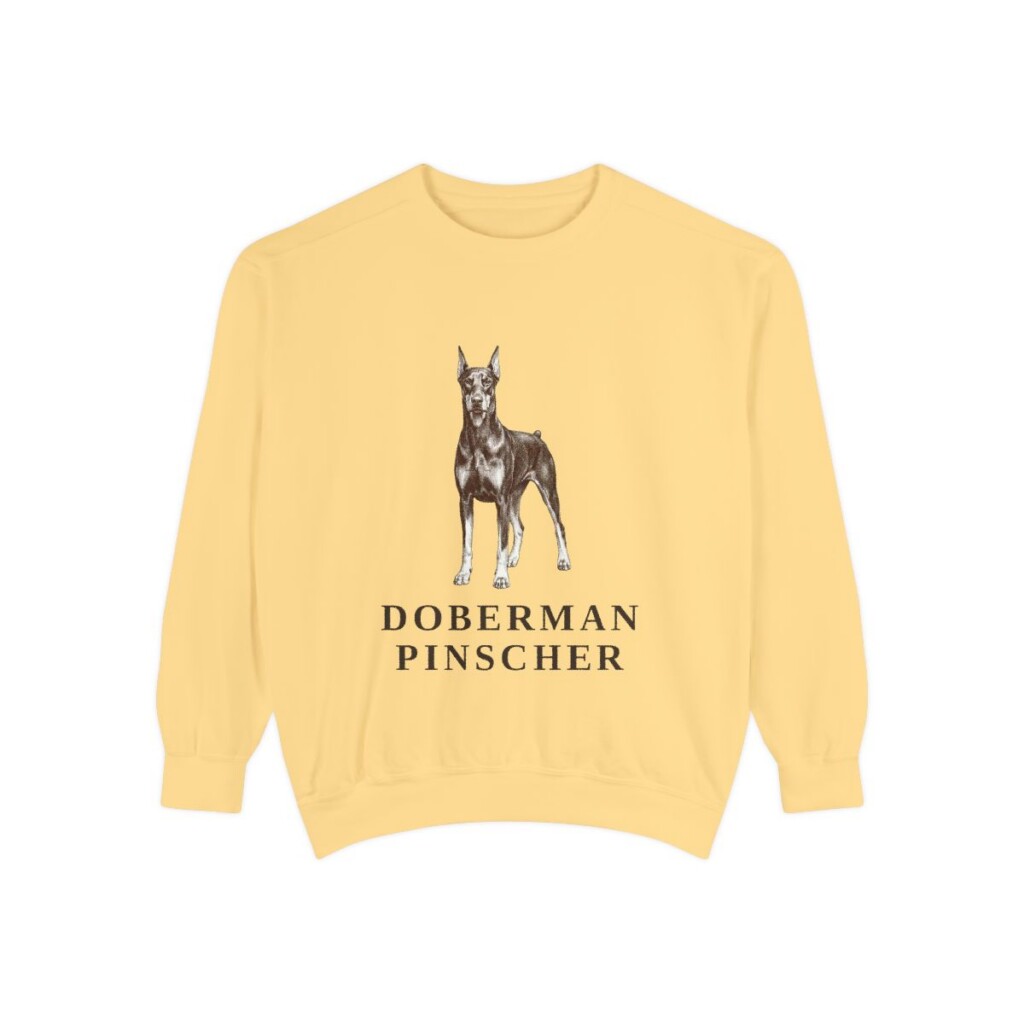 doberman-pinscher-sweatshirt-butter Doberman Pinscher Sweatshirt, Butter, front view