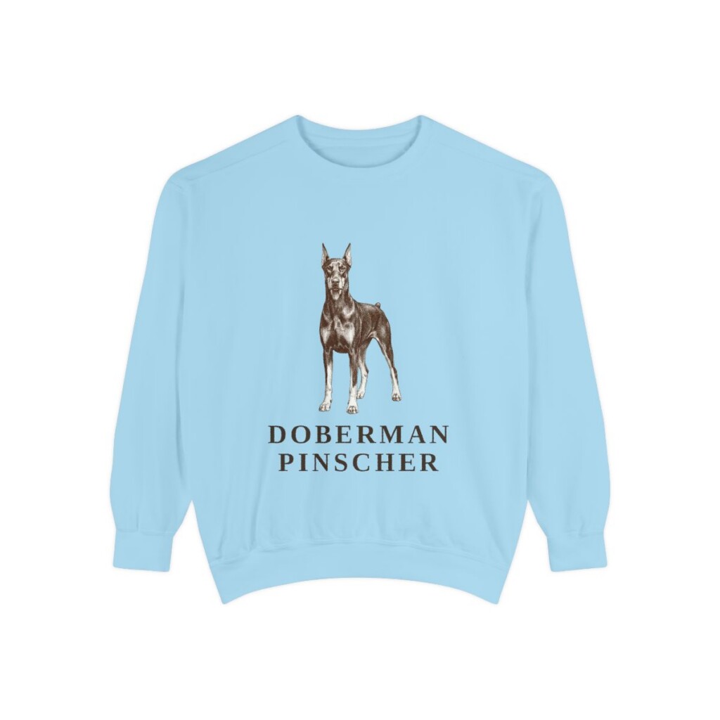 doberman-pinscher-sweatshirt-chambray Doberman Pinscher Sweatshirt, Chambray, front view