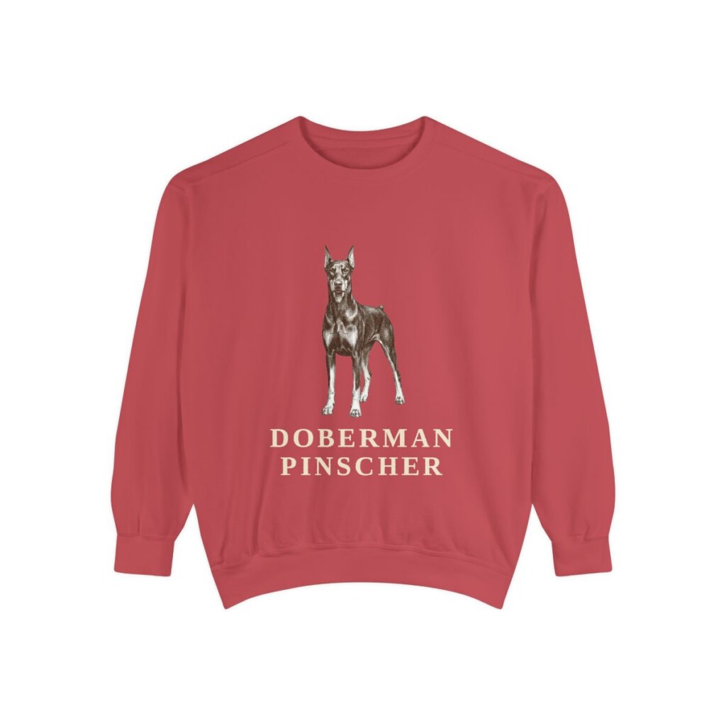 doberman-pinscher-sweatshirt-crimson Doberman Pinscher Sweatshirt, Crimson, front view