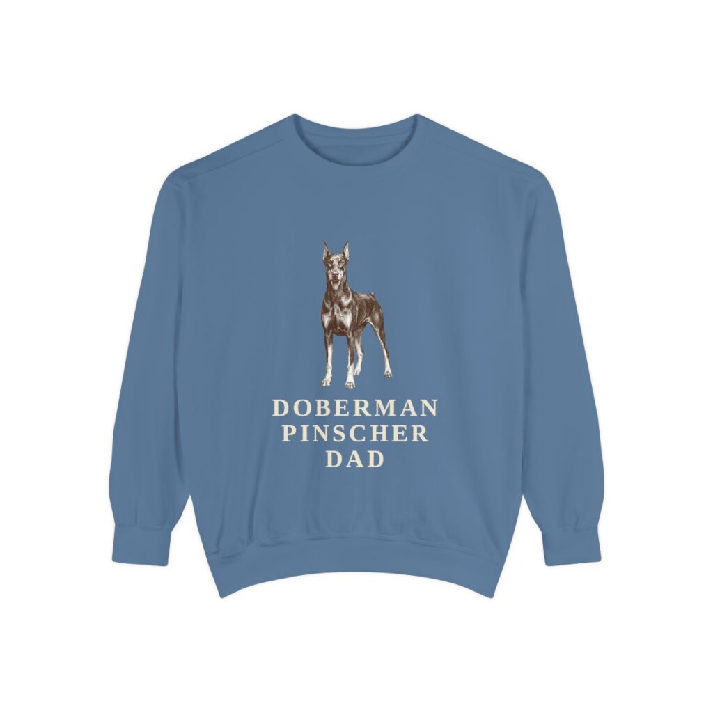 Doberman Pinscher Dad Sweatshirt, Blue Jean, front view