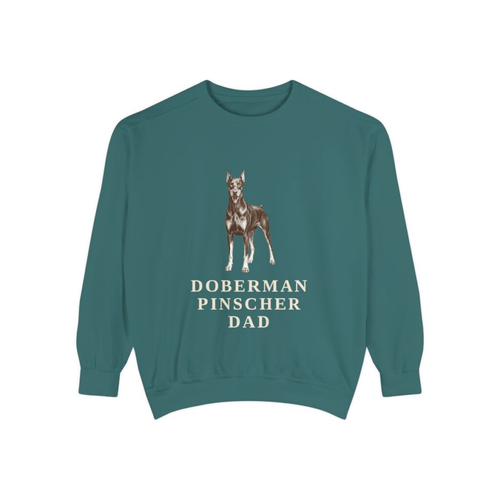 Doberman Pinscher Dad Sweatshirt, Blue Spruce, front view