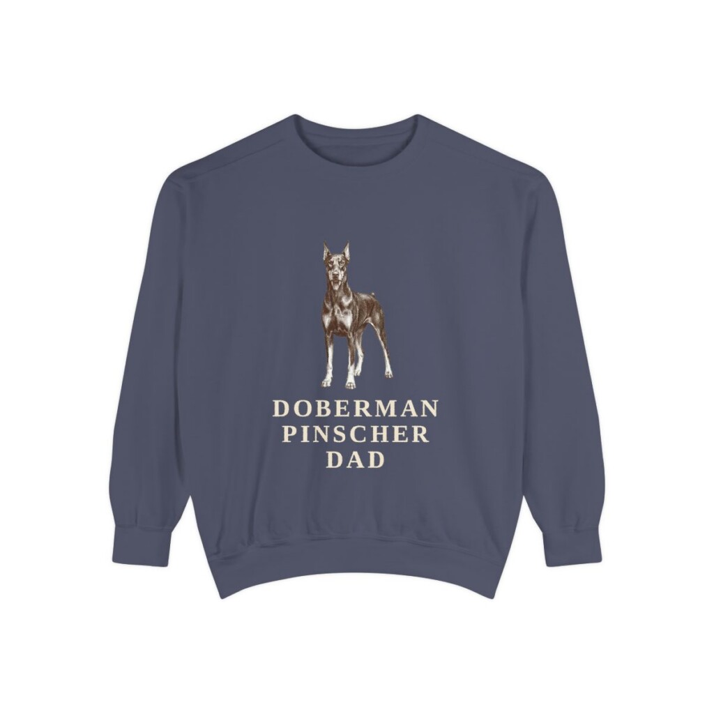 Doberman Pinscher Dad Sweatshirt, Denim, front view