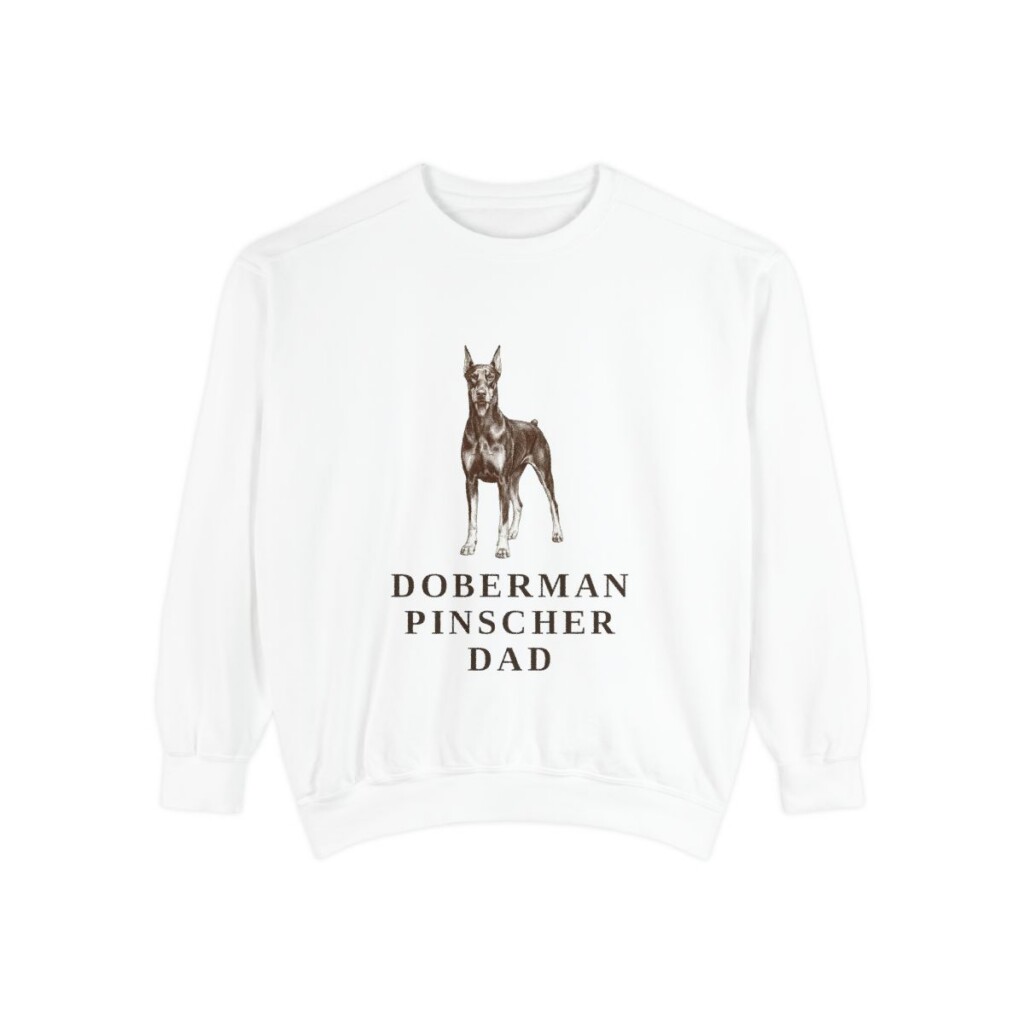 Doberman Pinscher Dad Sweatshirt, White, front view