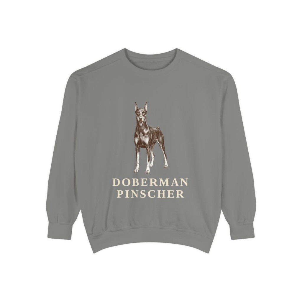 doberman-pinscher-sweatshirt-grey Doberman Pinscher Sweatshirt, Grey, front view
