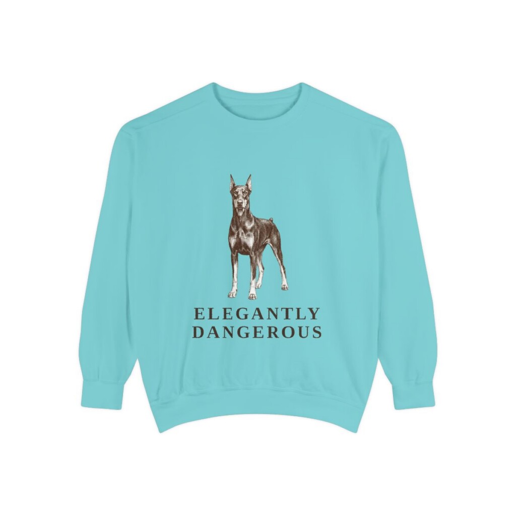 Doberman Pinscher Humor Sweatshirt, Chalky Mint, front view