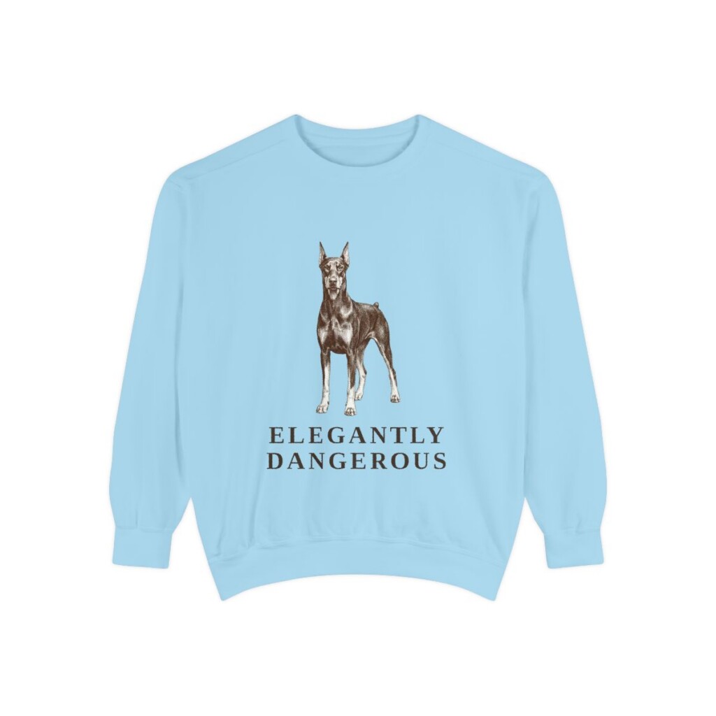 Doberman Pinscher Humor Sweatshirt, Chambray, front view