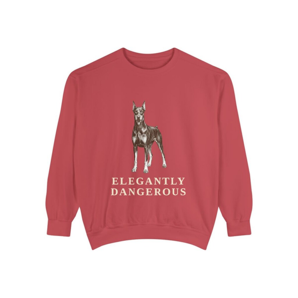 Doberman Pinscher Humor Sweatshirt, Crimson, front view