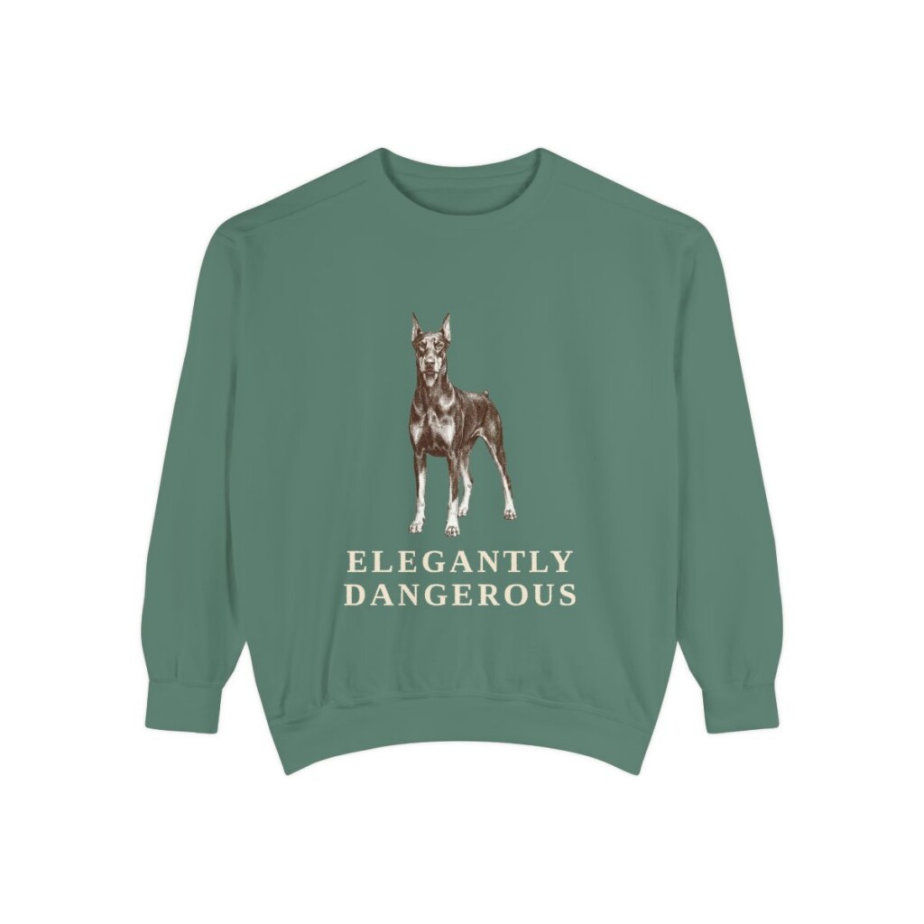 Doberman Pinscher Humor Sweatshirt, Light Green, front view
