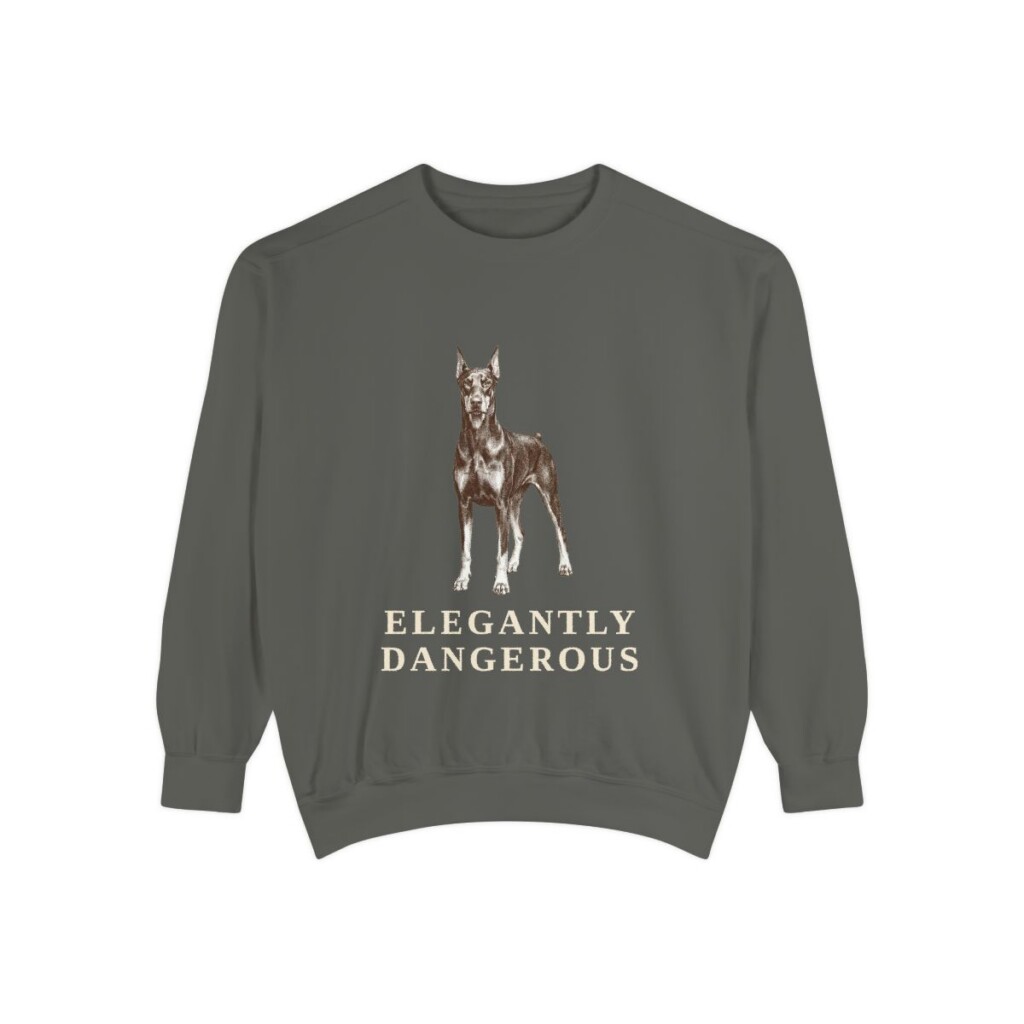 Doberman Pinscher Humor Sweatshirt, Pepper, front view