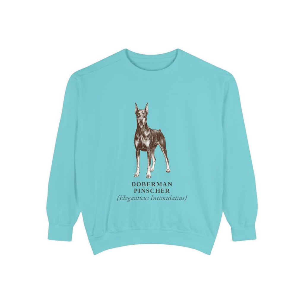 doberman-pinscher-sweatshirt-latin-chalky-mint Doberman Pinscher Latin Sweatshirt, Chalky Mint, front view