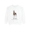 doberman-pinscher-sweatshirt-latin-white Doberman Pinscher Latin Sweatshirt, White, front view