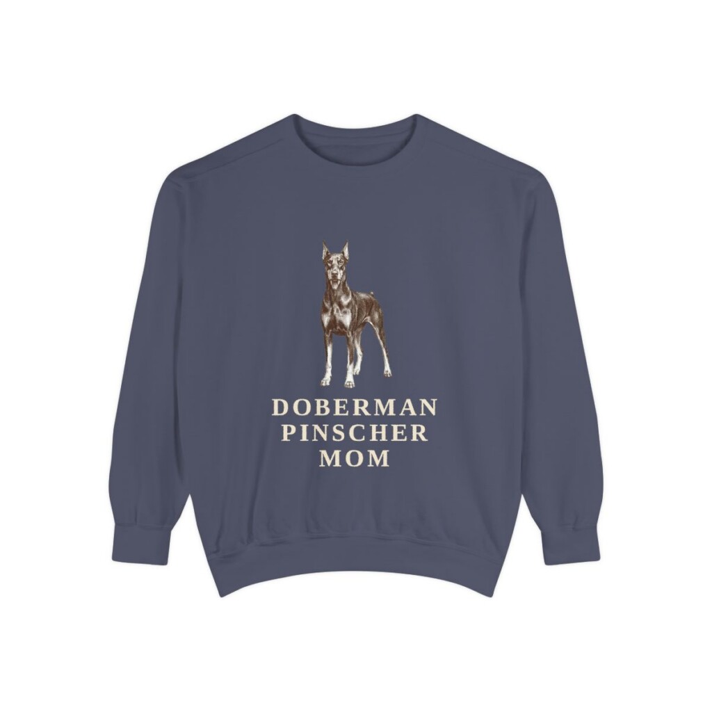 Doberman Pinscher Mom Sweatshirt, Denim, front view