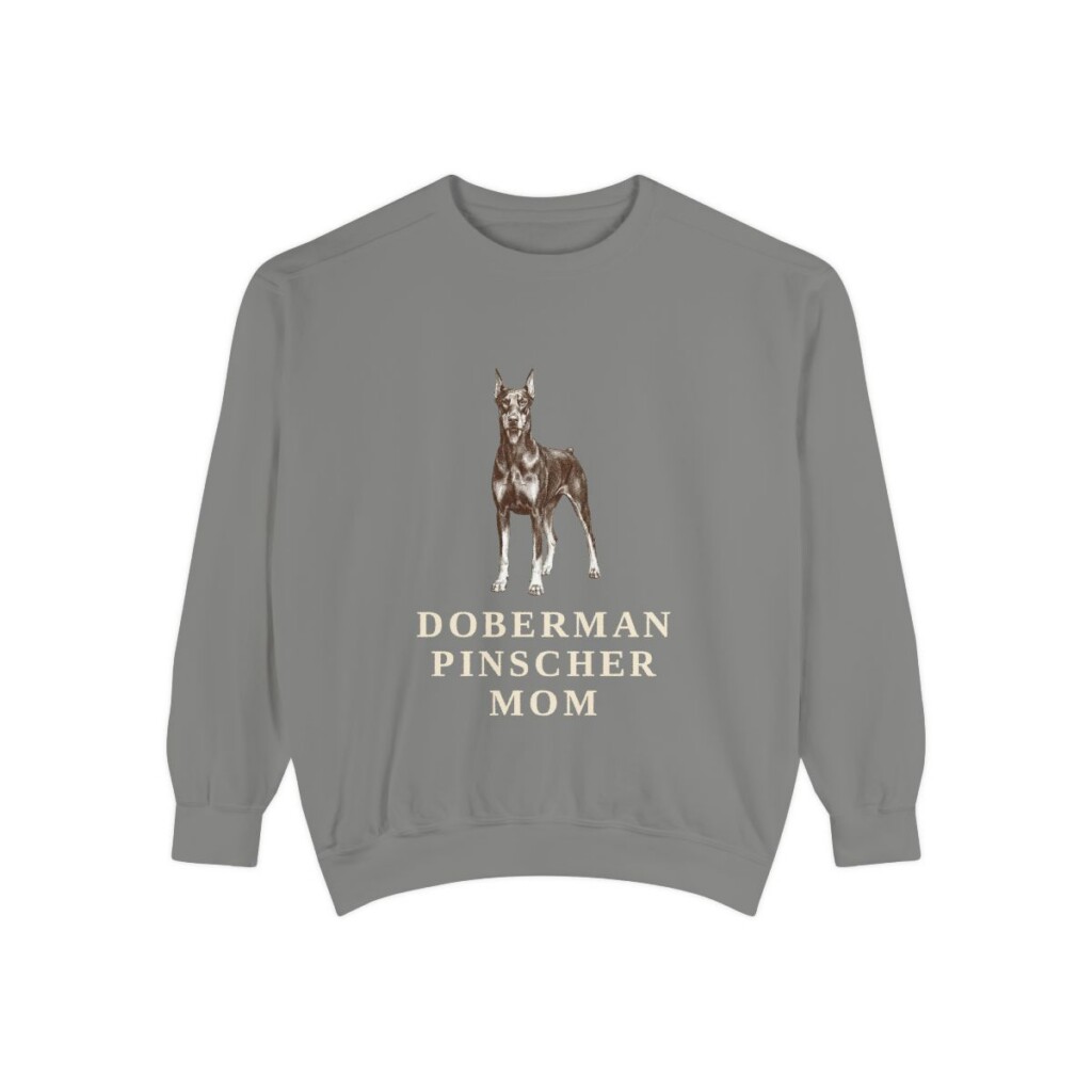 Doberman Pinscher Mom Sweatshirt, Grey, front view