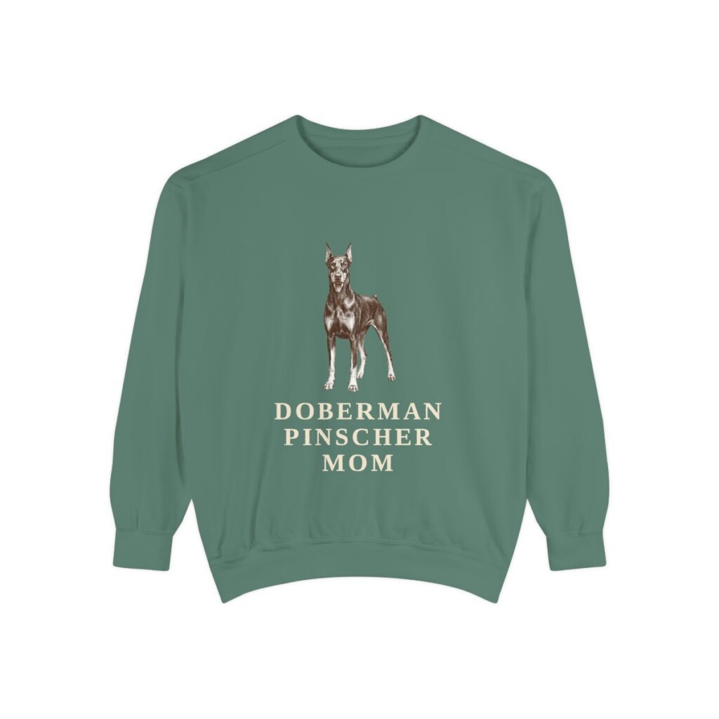 Doberman Pinscher Mom Sweatshirt, Light Green, front view