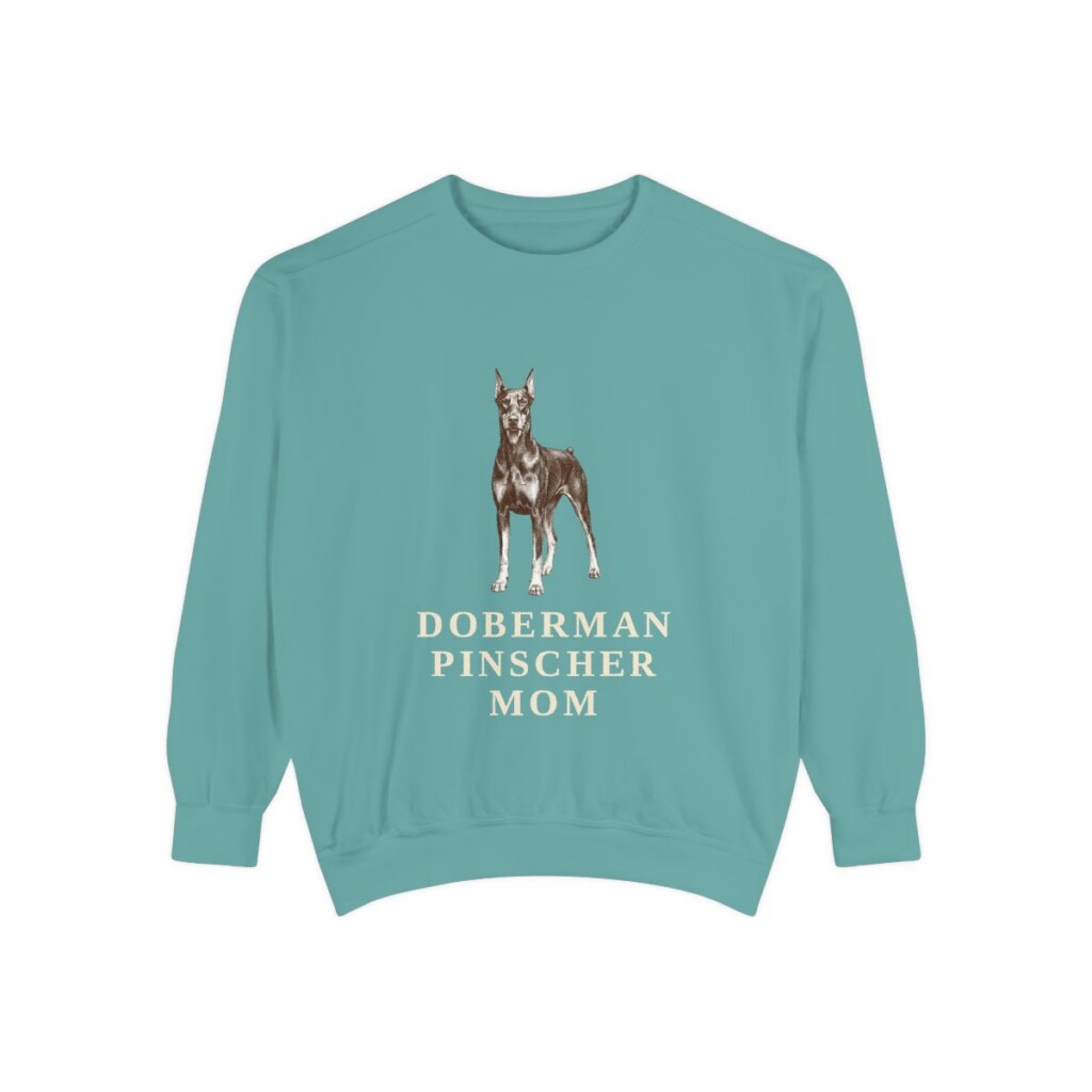 Doberman Pinscher Mom Sweatshirt, Seafoam, front view