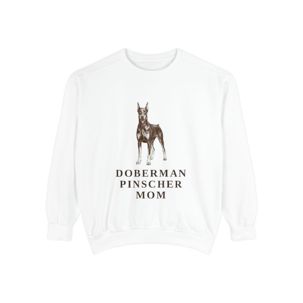 Doberman Pinscher Mom Sweatshirt, White, front view