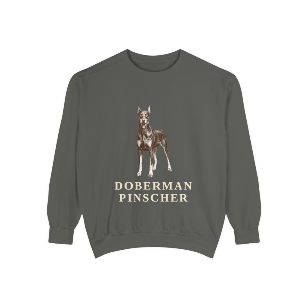 doberman-pinscher-sweatshirt-pepper Doberman Pinscher Sweatshirt, Pepper, front view